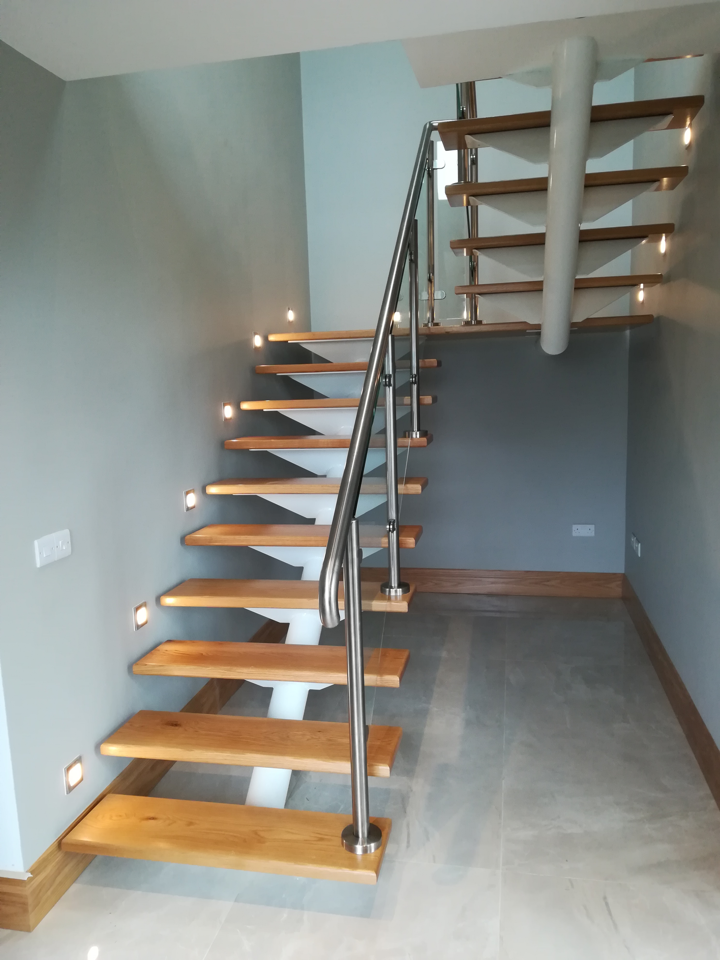 Stairs with Stainless Steel Handrail - E3D Steel Design Ltd.
